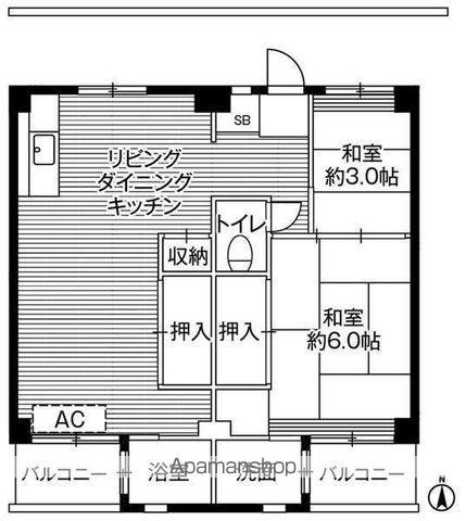 ビレッジハウス江戸川台4号棟(2LDK/1階)の間取り写真