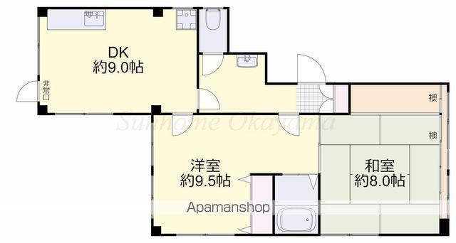 SUN GARDEN野田屋町2(2DK/4階)の間取り写真