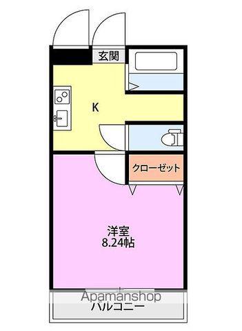 ベロウ山屋敷(1K/2階)の間取り写真