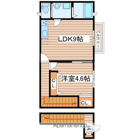 仙台市地下鉄東西線 連坊駅 徒歩7分 2階建 築8年(1LDK/2階)の間取り写真