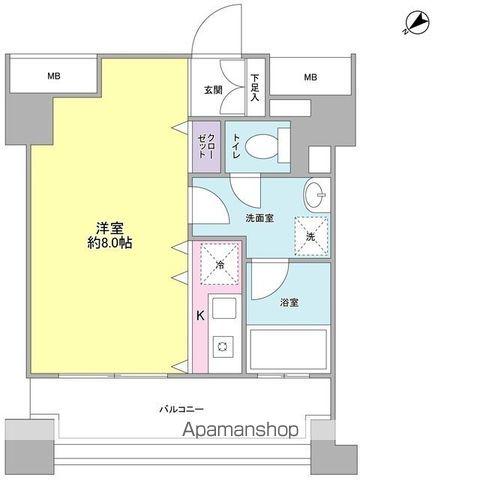 A K レジデンス(ワンルーム/8階)の間取り写真