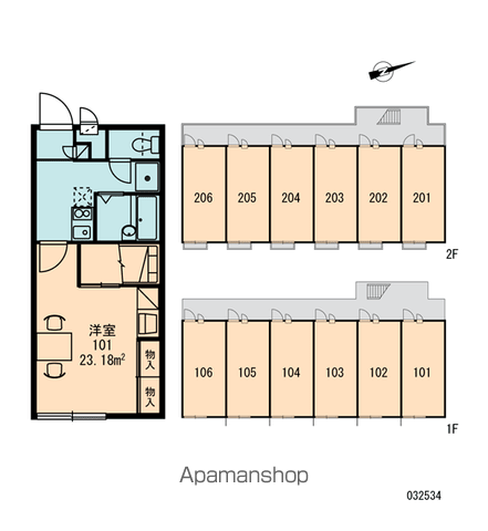 レオパレスウィンド(1K/1階)の間取り写真