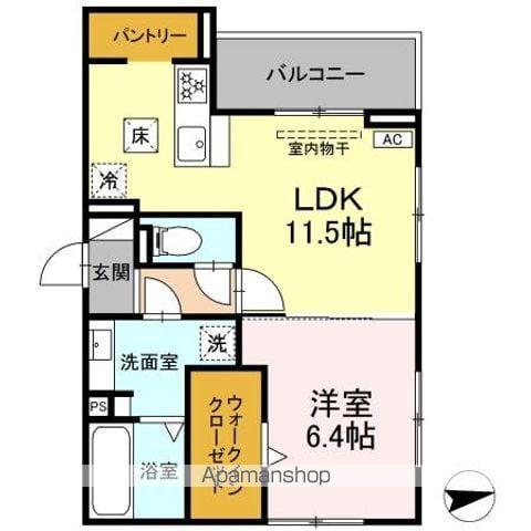 D-ROOM 剣(1LDK/1階)の間取り写真