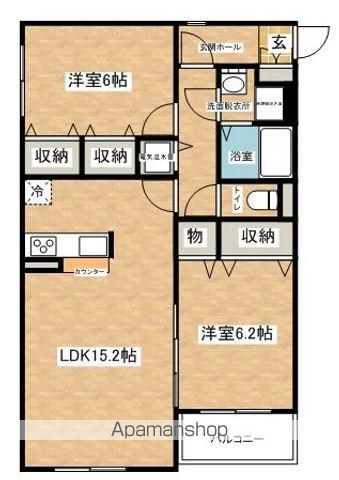 ヴューコート石弥(2LDK/5階)の間取り写真