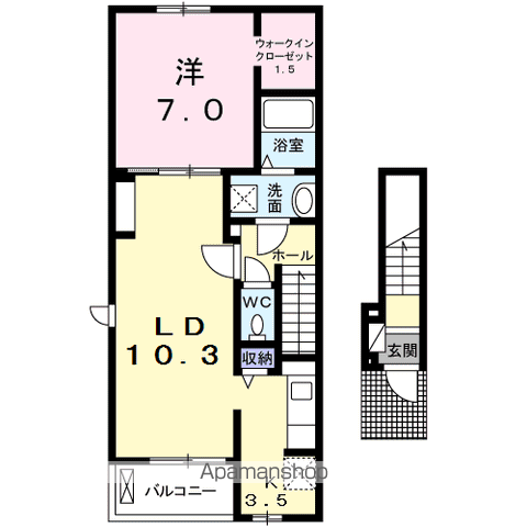 リバーサイド・モリ A(1LDK/2階)の間取り写真