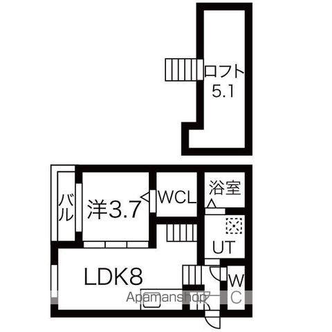 CASA DE LISA(1LDK/1階)の間取り写真