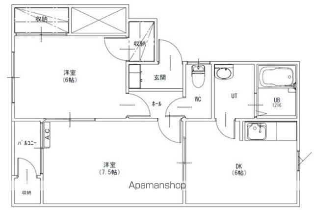 レフィナードA棟(2DK/2階)の間取り写真