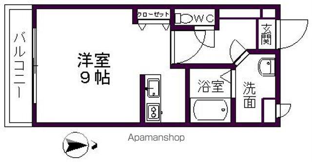 ルネス東浜(ワンルーム/1階)の間取り写真