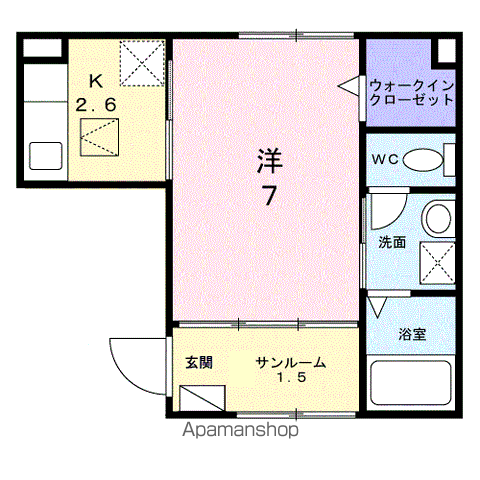 クロシェットⅡ(1K/1階)の間取り写真