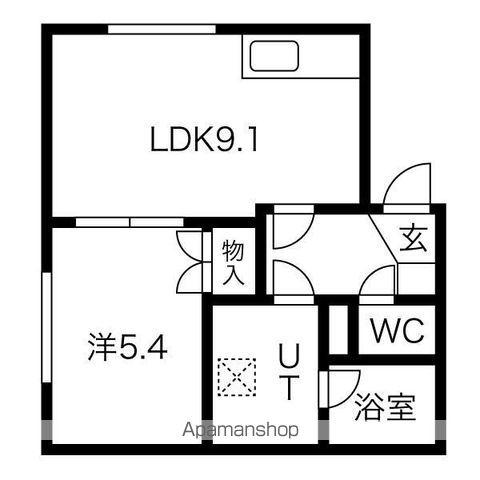 小室マンション(1LDK/3階)の間取り写真