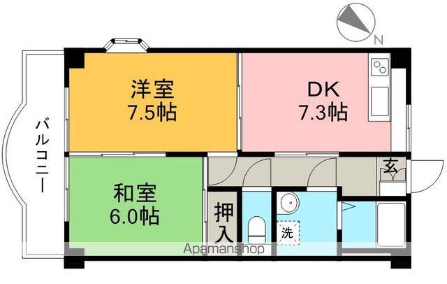 ハイツハピィバリーⅡ C棟(2DK/3階)の間取り写真