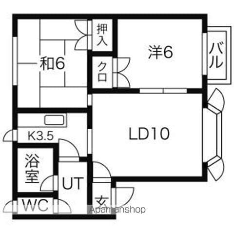 グレースパーク厚別北C(2LDK/1階)の間取り写真