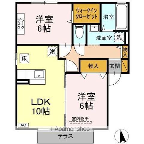 リビングタウンみどりの(2LDK/1階)の間取り写真