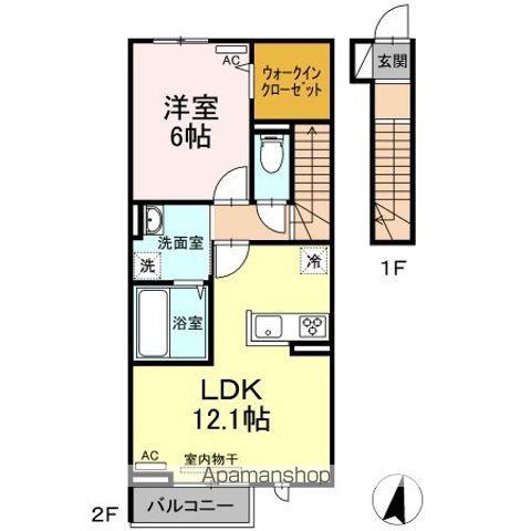 シャンス32(1LDK/2階)の間取り写真