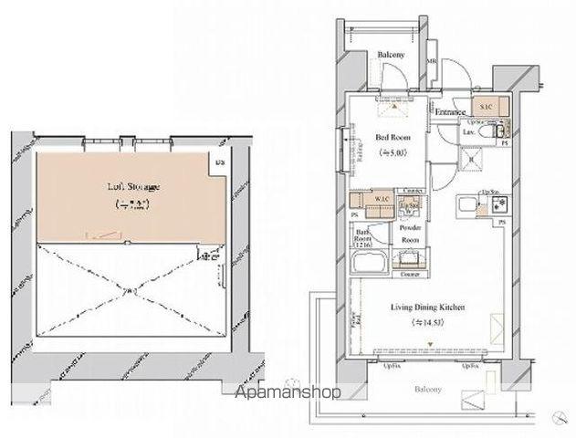 ブランシエスタ新丸子リバーフロ(1LDK/15階)の間取り写真