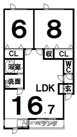 パークガーデン桂(2LDK/1階)の間取り写真
