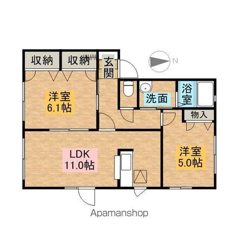 パレスバーディスB棟(2LDK/1階)の間取り写真