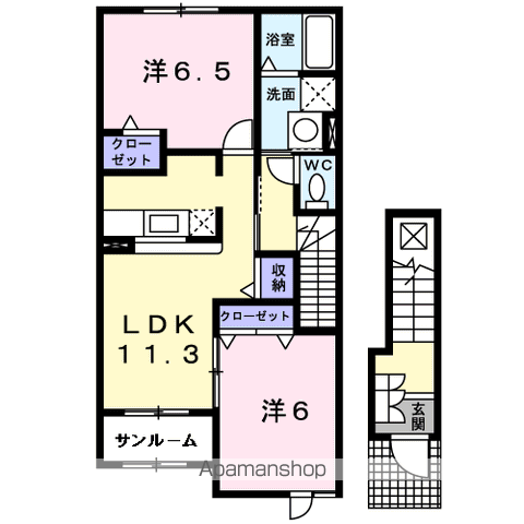 サンクチュアリ北府(2LDK/2階)の間取り写真