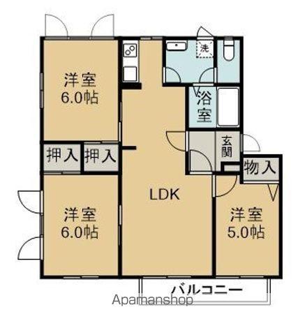 フレグランスモア綱島S棟(3LDK/1階)の間取り写真