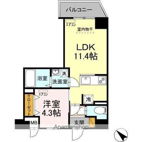 D-ROOM NOBUTO(1LDK/7階)の間取り写真