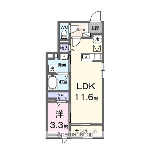 シェーネ東原(1LDK/1階)の間取り写真
