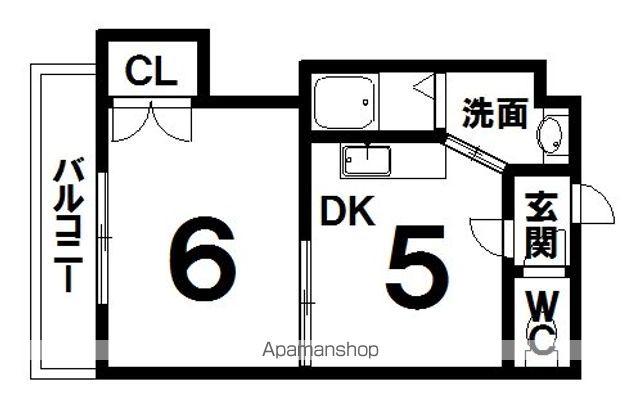 コーポエルム(1DK/2階)の間取り写真