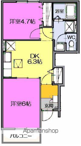 ティーズ・ウィンヒルⅢ(2LDK/2階)の間取り写真
