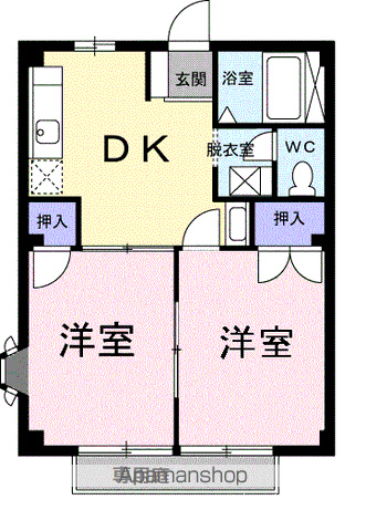 アーバン不知火(2DK/1階)の間取り写真