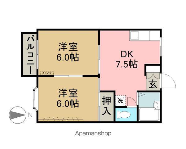 ホワイトパレスA(2DK/1階)の間取り写真