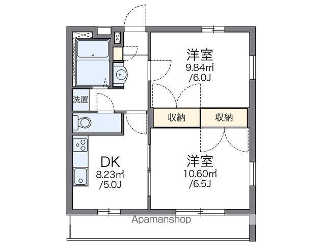 レオパレス翔(2DK/2階)の間取り写真