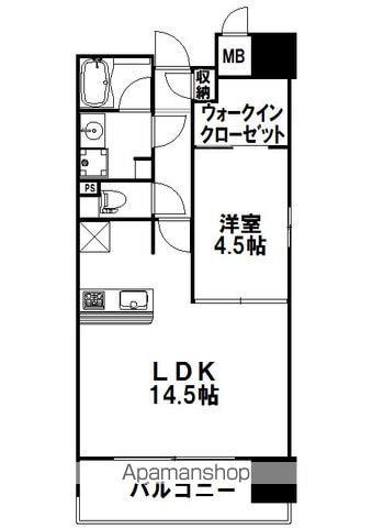 アソシアグロッツォ・タイムズスイート博多(2K/2階)の間取り写真