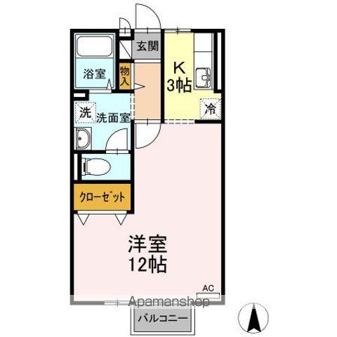 リヴェールたかおか(1K/2階)の間取り写真