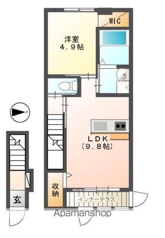 グランピュア(1LDK/2階)の間取り写真