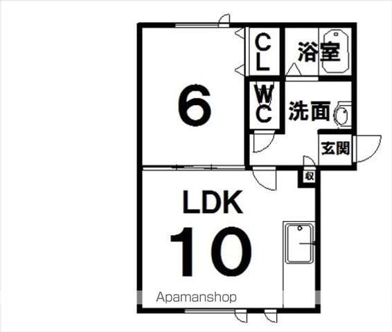 TOWN1312 B棟(1LDK/2階)の間取り写真