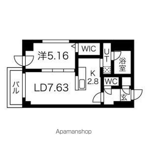 S-RESIDENCE近代美術館前(1LDK/5階)の間取り写真