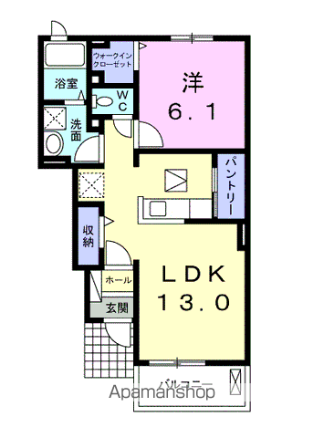 グレイスハーモニーⅠ(1LDK/1階)の間取り写真