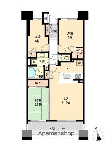 ドゥーエ仙台イースト(3LDK/9階)の間取り写真