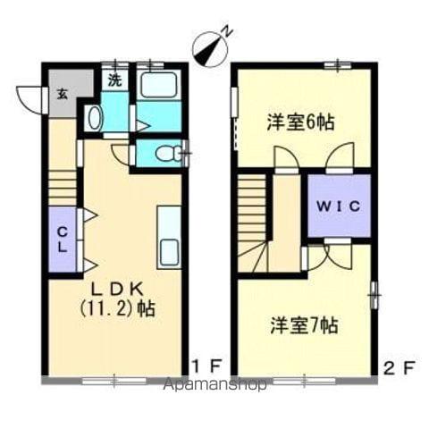 八朔ハウス A・B(2LDK/1階)の間取り写真