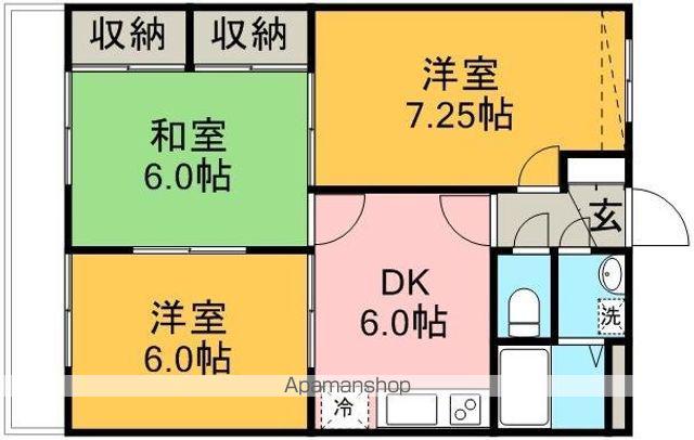 エバンストンハイツ(3DK/3階)の間取り写真