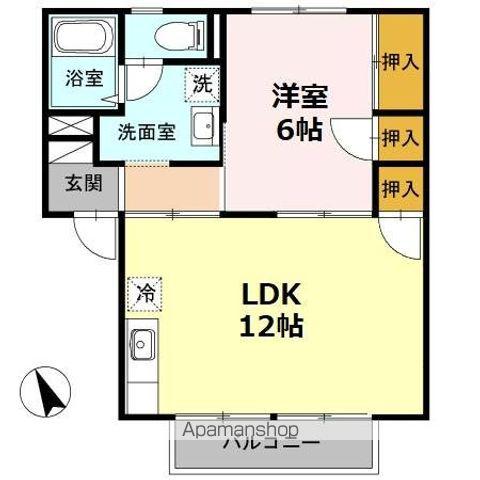 アルカサール Ⅰ棟(1LDK/2階)の間取り写真