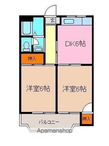 コーポ中野(2DK/2階)の間取り写真