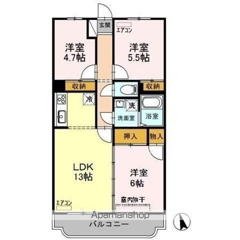 グランディール(3LDK/3階)の間取り写真