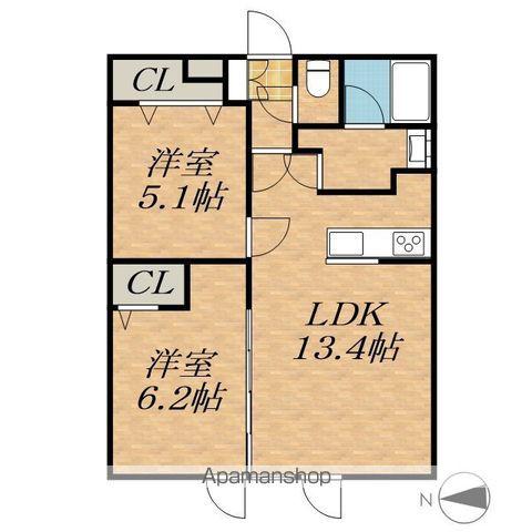 ORNER106B(2LDK/2階)の間取り写真
