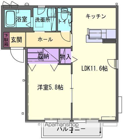 フィオーレ・トリアⅡ(1LDK/1階)の間取り写真