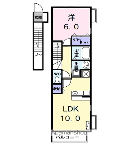 カルア千成(1LDK/2階)の間取り写真
