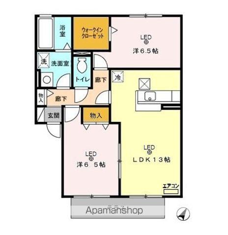 ベルジェI/II(2LDK/1階)の間取り写真