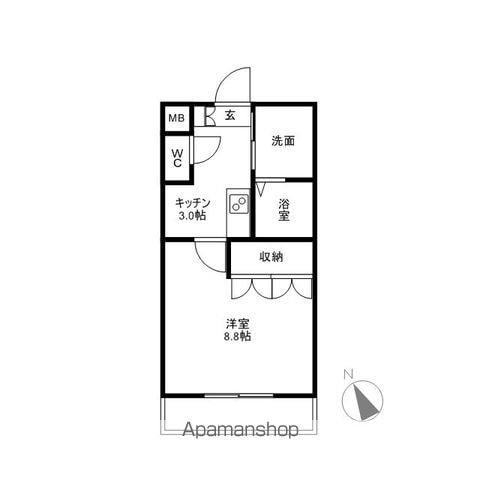T-1テラス(1K/1階)の間取り写真