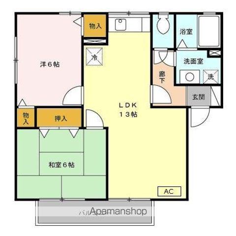 ヴィルヌーブA/B/C(2LDK/2階)の間取り写真