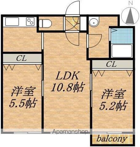 THE RESIDENCE PARK KOSAI(2LDK/1階)の間取り写真