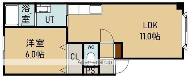 ハイブリッジMS松陰(1LDK/1階)の間取り写真